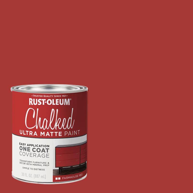 Rust-Oleum Chalked Ultra Matte Farmhouse Red Water-Based Acrylic Chalk Paint 30 oz