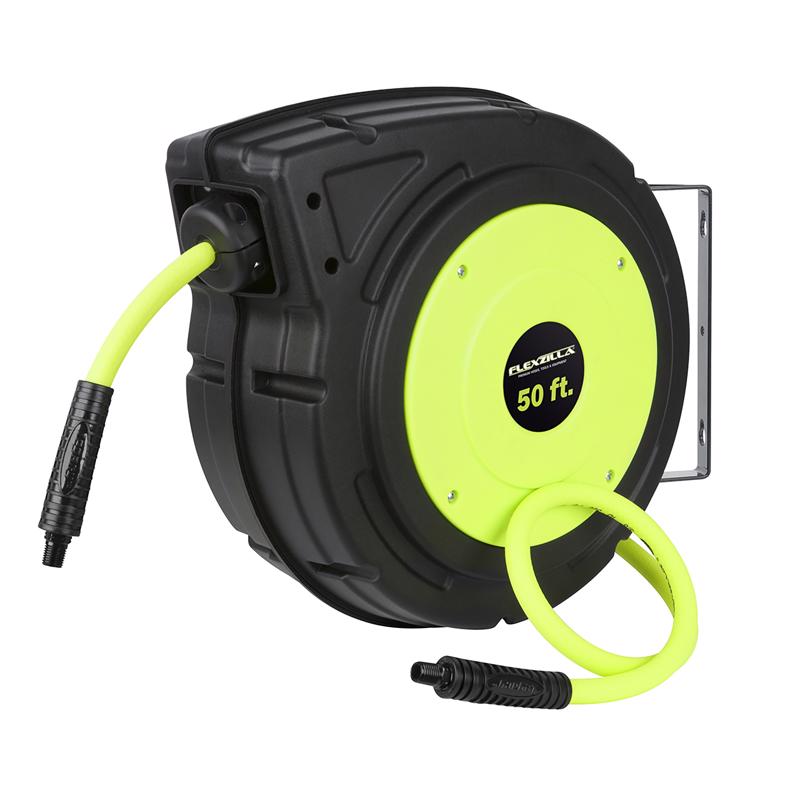 Legacy Flexzilla 50 ft. L X 3/8 in. D Hybrid Polymer Retractable Air Hose Reel 150 psi Zilla Green