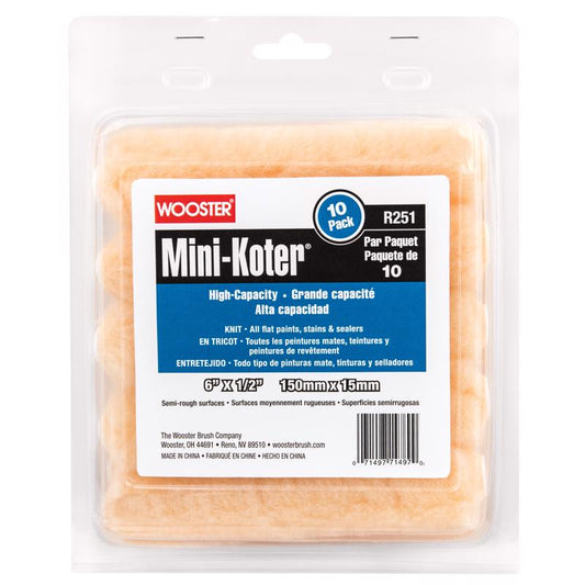 Wooster Mini-Koter Fabric 6 in. W X 1/2 in. Mini Paint Roller Cover 10 pk