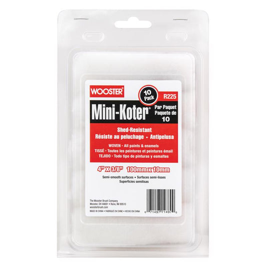 Wooster Mini-Koter Fabric 4 in. W X 3/8 in. Mini Paint Roller Cover 10 pk