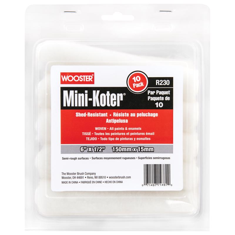 Wooster Mini-Koter Fabric 6 in. W X 1/2 in. Mini Paint Roller Cover 10 pk