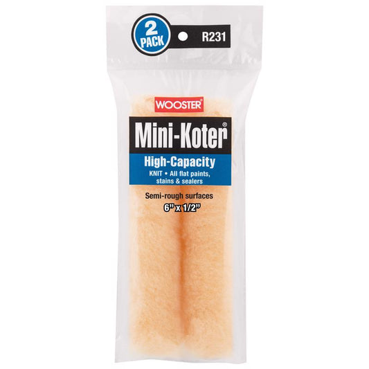 Wooster Mini-Koter Fabric 6 in. W X 1/2 in. Mini Paint Roller Cover 2 pk