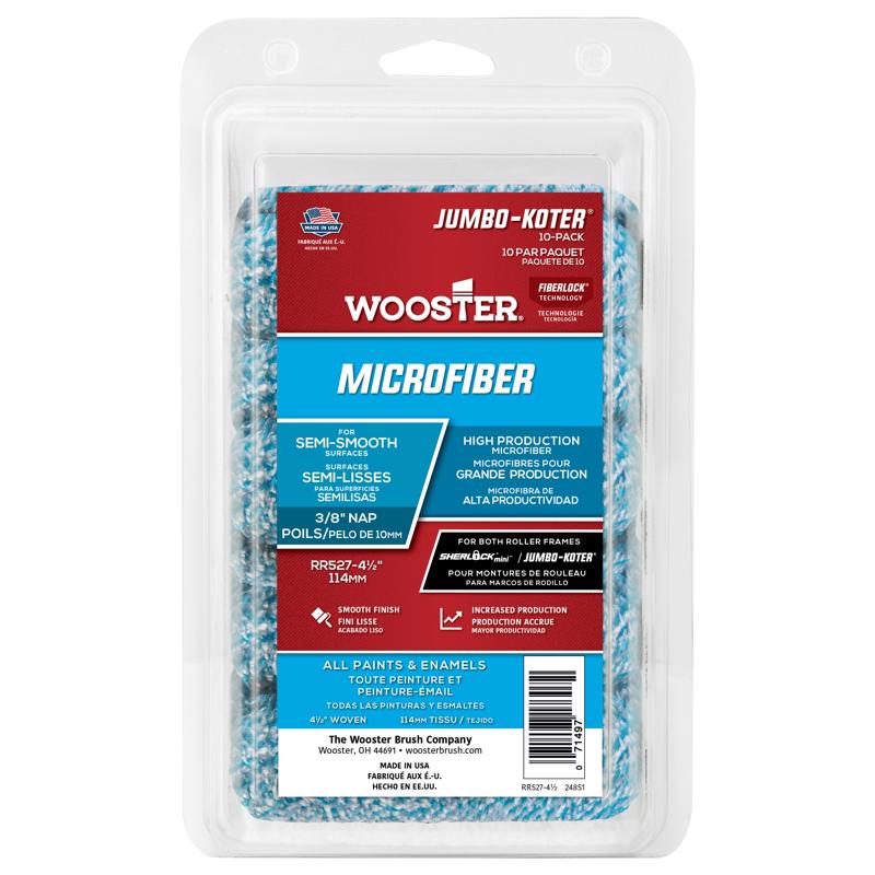 Wooster Jumbo Koter Microfiber 4.5 in. W X 3/8 in. Mini Paint Roller Cover 10 pk