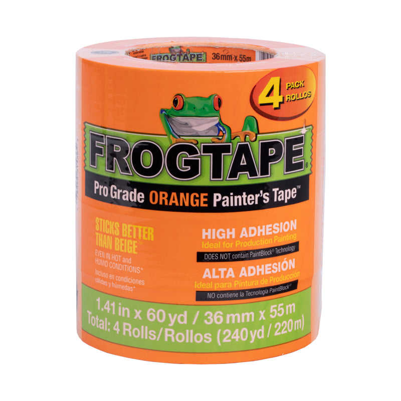 FrogTape Pro Grade 1.41  W X 60 yd L Orange High Strength Painter's Tape 4 pk