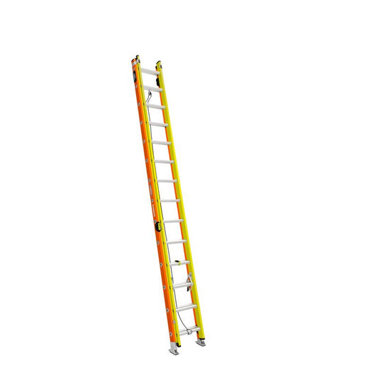 Werner Glidesafe 28 ft. H Fiberglass Extension Ladder Type IA 300 lb. capacity