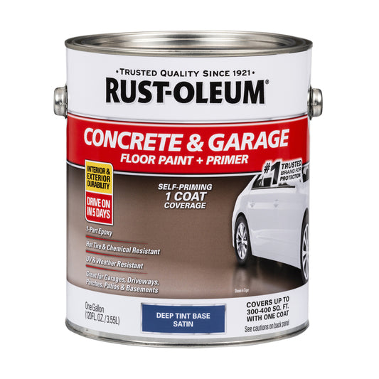 Rust-Oleum Concrete & Garage Satin Deep Tint Base Water-Based Acrylic Concrete Floor Paint 1 gal