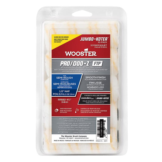 Wooster Pro/Doo-Z Fabric 4.5 in. W X 1/2 in. Jumbo Paint Roller Cover 10 pk