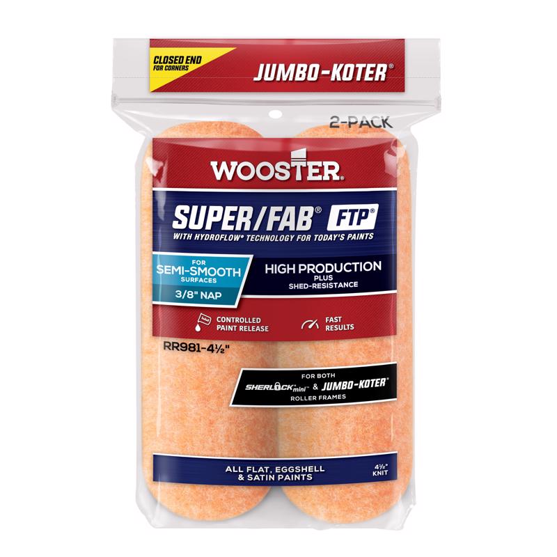 Wooster Super/Fab FTP Knit 4 1/2 in. W X 3/8 in. Jumbo Paint Roller Cover 2 pk