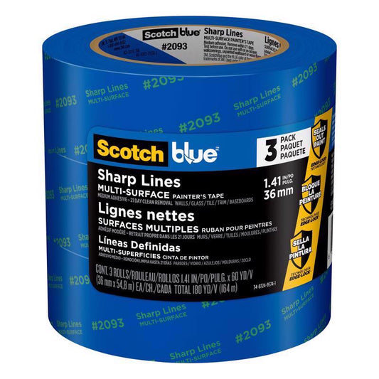 ScotchBlue 1.41 in. W X 60 yd L Blue Medium Strength Painter's Tape 3 pk