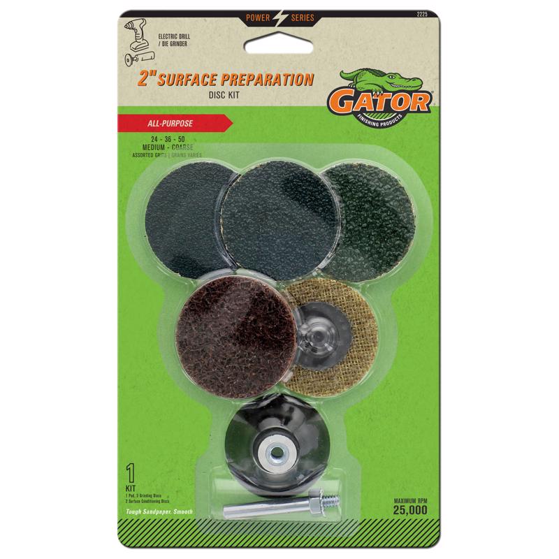 Gator Power Series 2 in. Synthetic/Wool Blend Twist and Lock Sanding Disc Kit Assorted Grit Medium 6