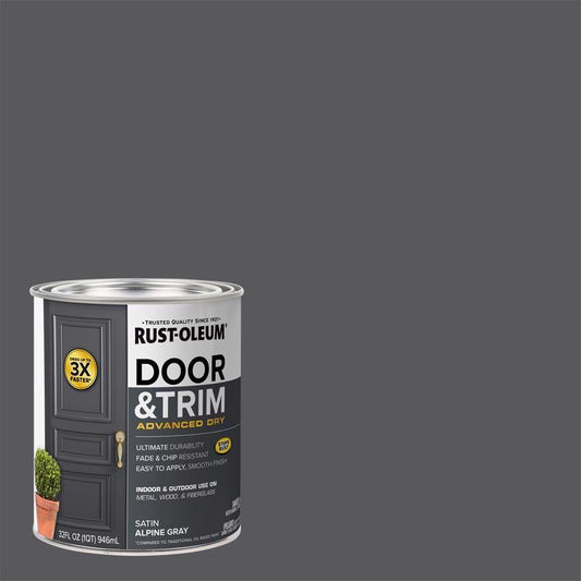 Rust-Oleum Stops Rust Satin Alpine Gray Water Base Door Paint Exterior and Interior 1 qt