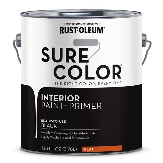 Rust-Oleum Sure Color Flat Black Water-Based Paint + Primer Interior 1 gal