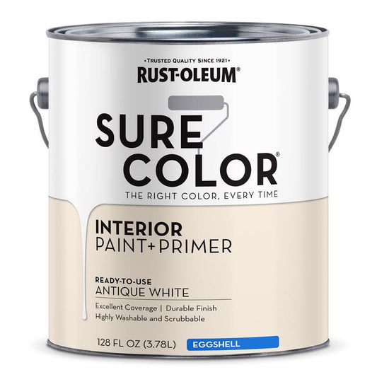 Rust-Oleum Sure Color Eggshell Antique White Water-Based Paint + Primer Interior 1 gal