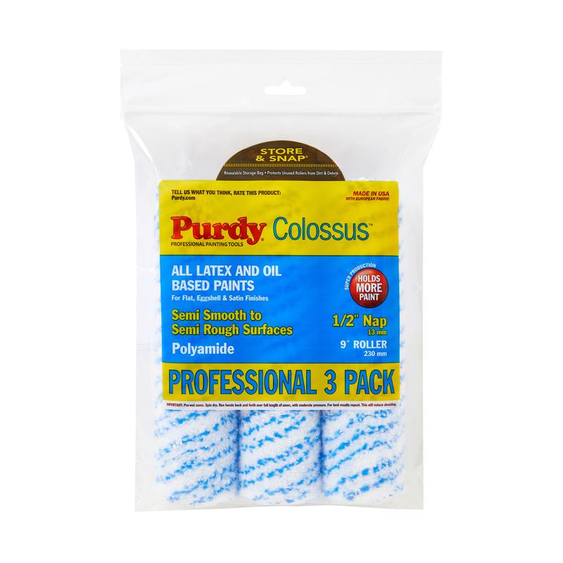 Purdy Colossus Polyamide Fabric 9 in. W X 1/2 in. Regular Paint Roller Cover 3 pk