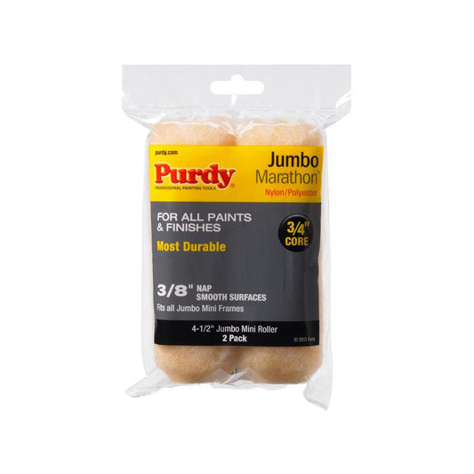 Purdy Marathon Nylon/Polyester 4.5 in. W X 3/8 in. Jumbo Mini Paint Roller Cover 2 pk