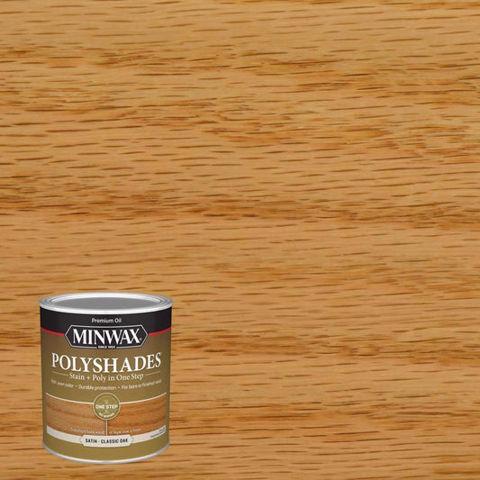 Minwax PolyShades Semi-Transparent Satin Classic Oak Oil-Based Stain/Polyurethane Finish 1 qt