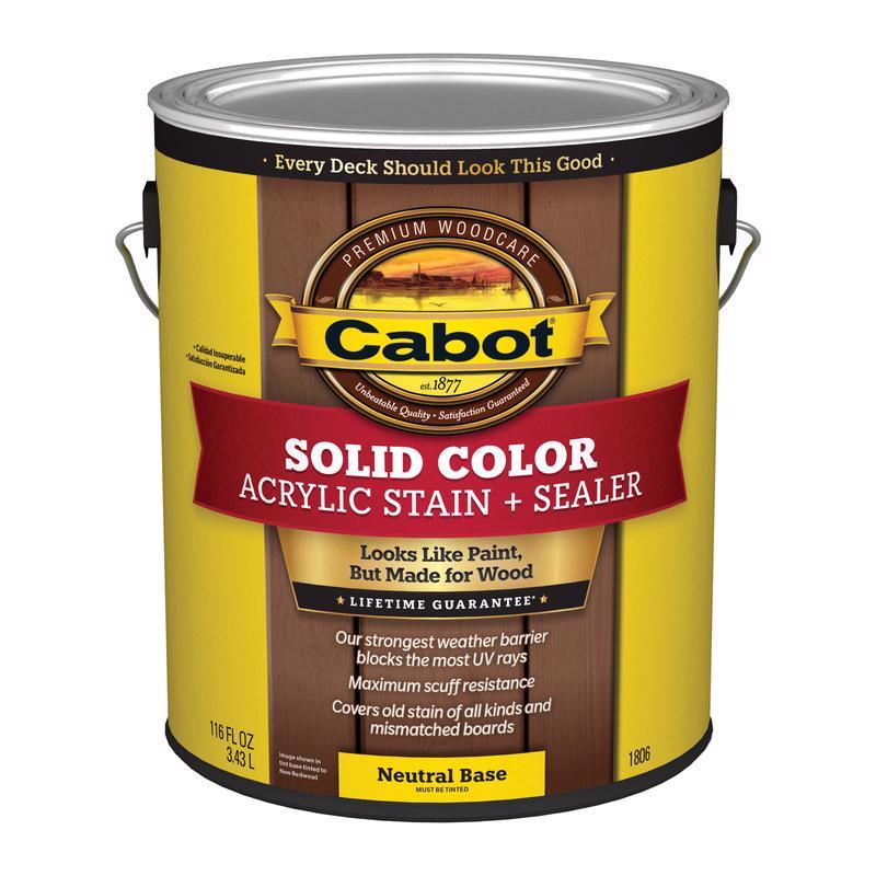 Cabot Solid Color Acrylic Stain & Sealer Solid Tintable Neutral Base Acrylic Deck Stain 1 gal