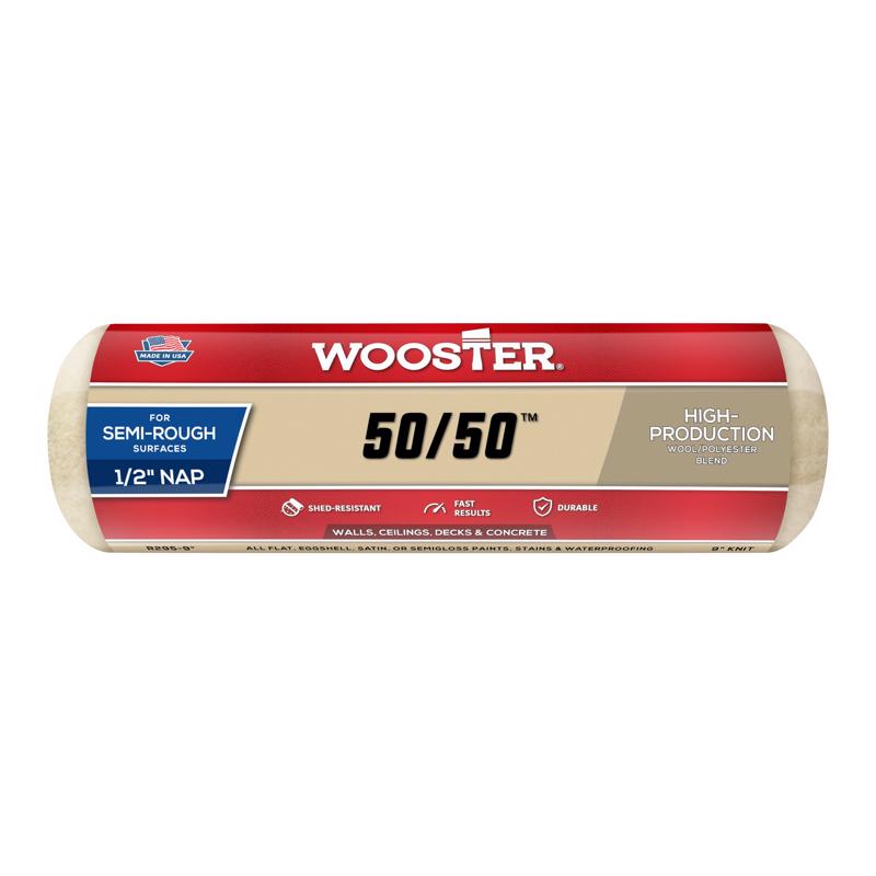 Wooster 50/50 Lambswool Polyester 9 in. W X 1/2 in. Paint Roller Cover 1 pk