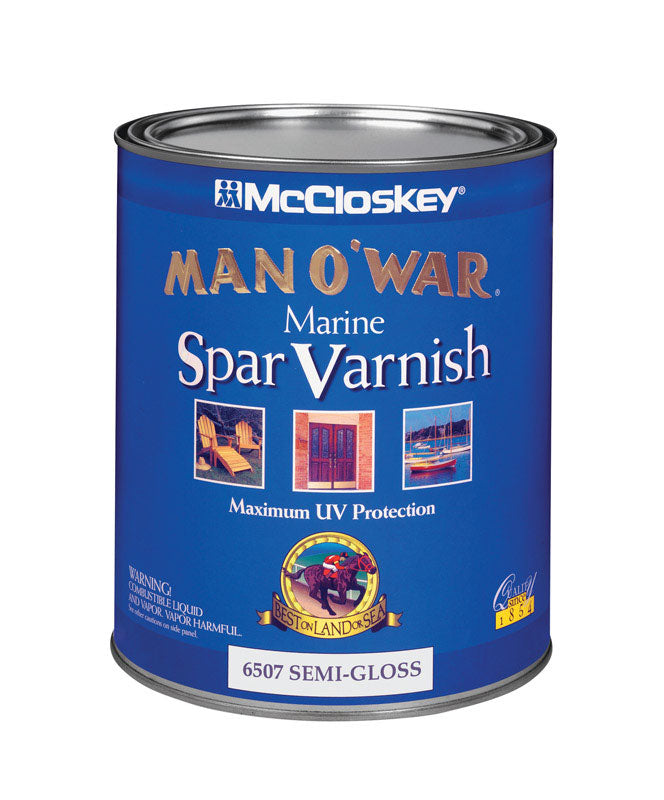 McCloskey Man O' War Semi-Gloss Clear Marine Spar Varnish 1 qt