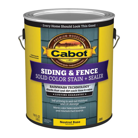 Cabot Siding & Fence Solid Tintable Neutral Base Stain and Sealer 1 gal