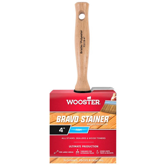 Wooster Bravo Stainer 4 in. Firm Flat Paint Brush