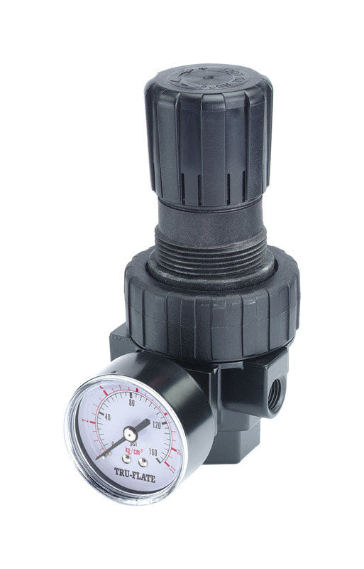 Tru-Flate Plastic/Steel Compact Regulator with Gauge 3/8 in. NPTF 125 psi 1 pc