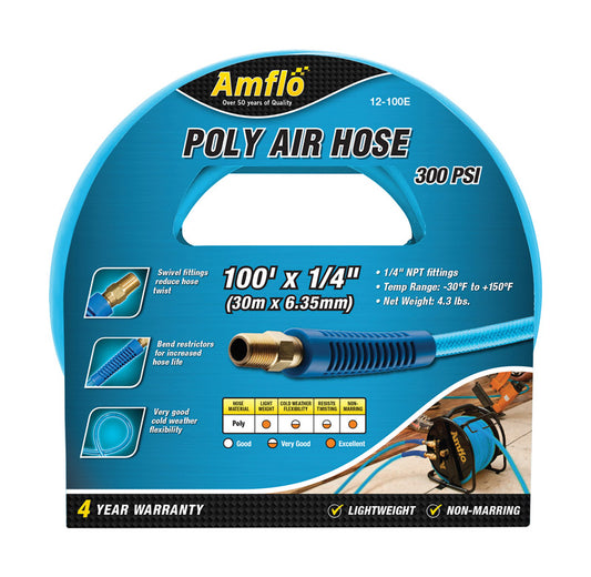 Amflo 100 ft. L X 1/4 in. D Polyurethane Air Hose 300 psi Blue