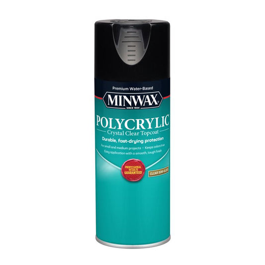 Minwax Polycrylic Semi-Gloss Crystal Clear Water-Based Polyurethane 11.5 oz