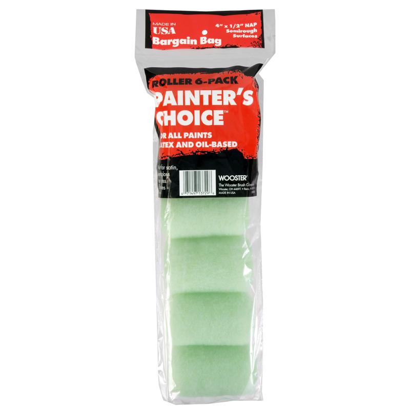 Wooster Painter's Choice Fabric 4 in. W X 1/2 in. Trim Paint Roller Cover 6 pk