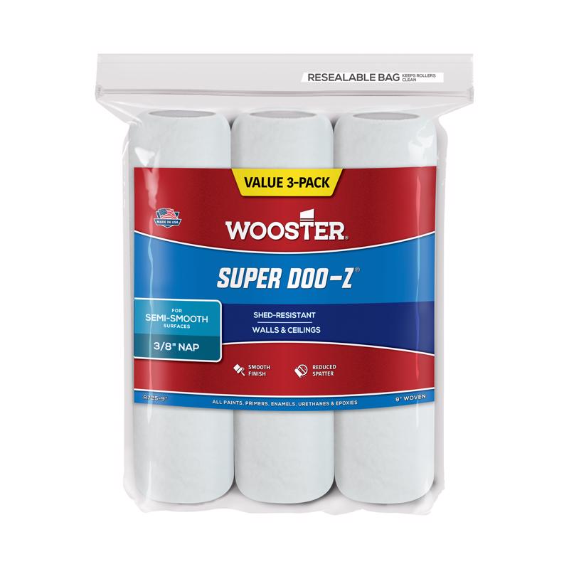 Wooster Super Doo-Z Fabric 9 in. W X 3/8 in. Paint Roller Cover 3 pk