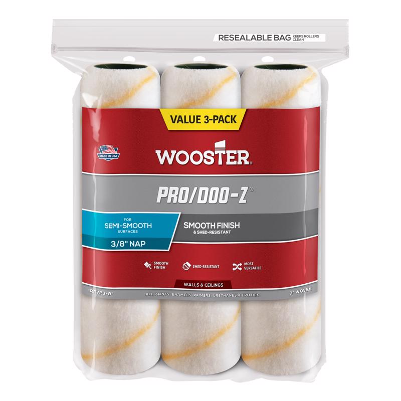 Wooster Pro Doo-Z Woven Fabric 9 in. W X 3/8 in. Paint Roller Cover 3 pk