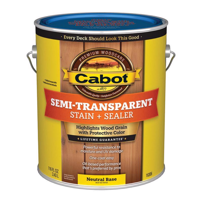 Cabot Semi-Transparent Low VOC Semi-Transparent Tintable Neutral Base Stain and Sealer 1 gal