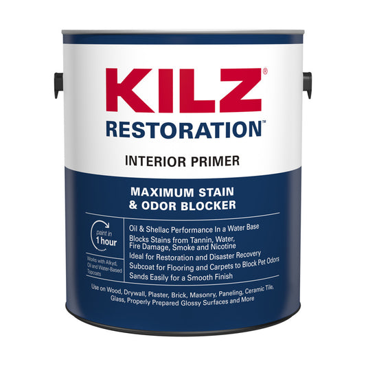 KILZ Restoration White Flat Water-Based Acrylic Modified Epoxy Stain and Odor Blocking Primer 1 gal