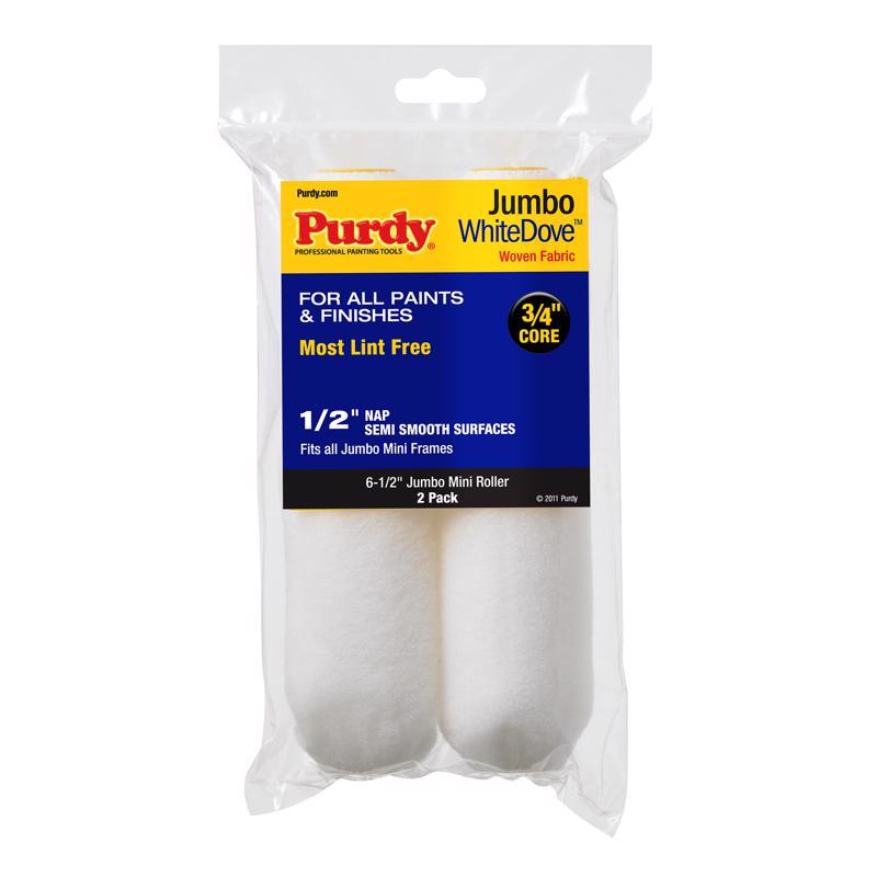 Purdy White Dove Woven Fabric 6.5 in. W X 1/2 in. Jumbo Mini Paint Roller Cover 2 pk