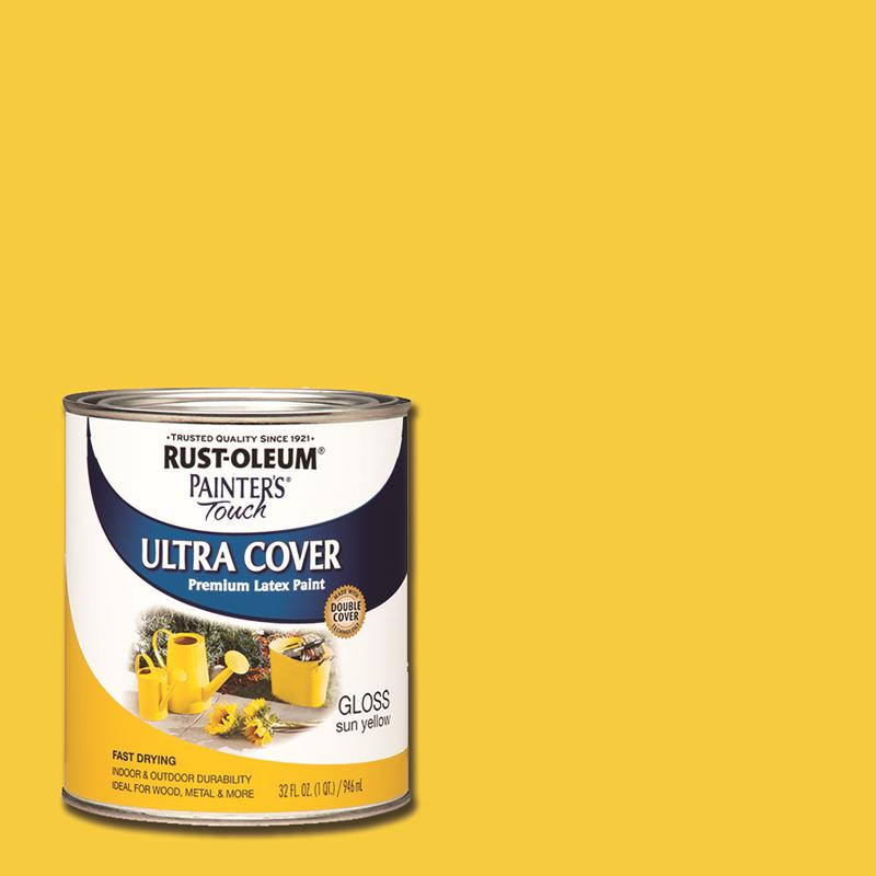 Rust-Oleum Painters Touch 2X Gloss Sun Yellow Ultra Cover Paint Exterior and Interior 1 qt