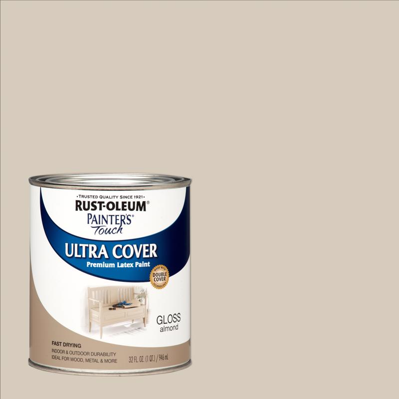 Rust-Oleum Painters Touch Ultra Cover Gloss Almond Water-Based Paint Exterior and Interior 1 qt