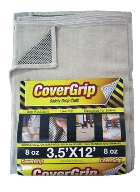 CoverGrip 3.5 ft. W X 12 ft. L X 1.5 mil 8 oz Safety Canvas Drop Cloth 1 pk