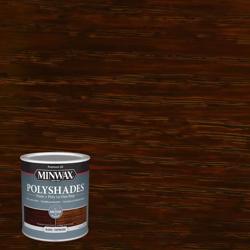 Minwax PolyShades Semi-Transparent Gloss Espresso Oil-Based Stain/Polyurethane Finish 1 qt