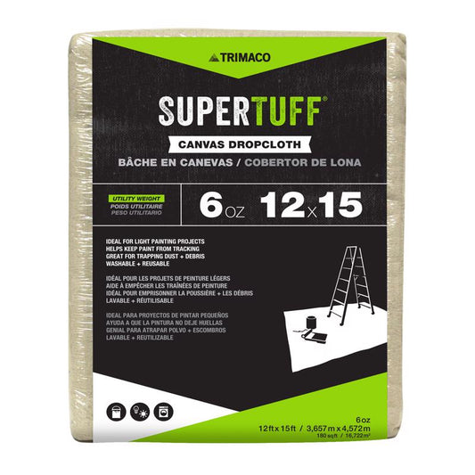 Trimaco SuperTuff 12 ft. W X 15 ft. L X 0.06 mil 6 oz Canvas Drop Cloth 1 pk