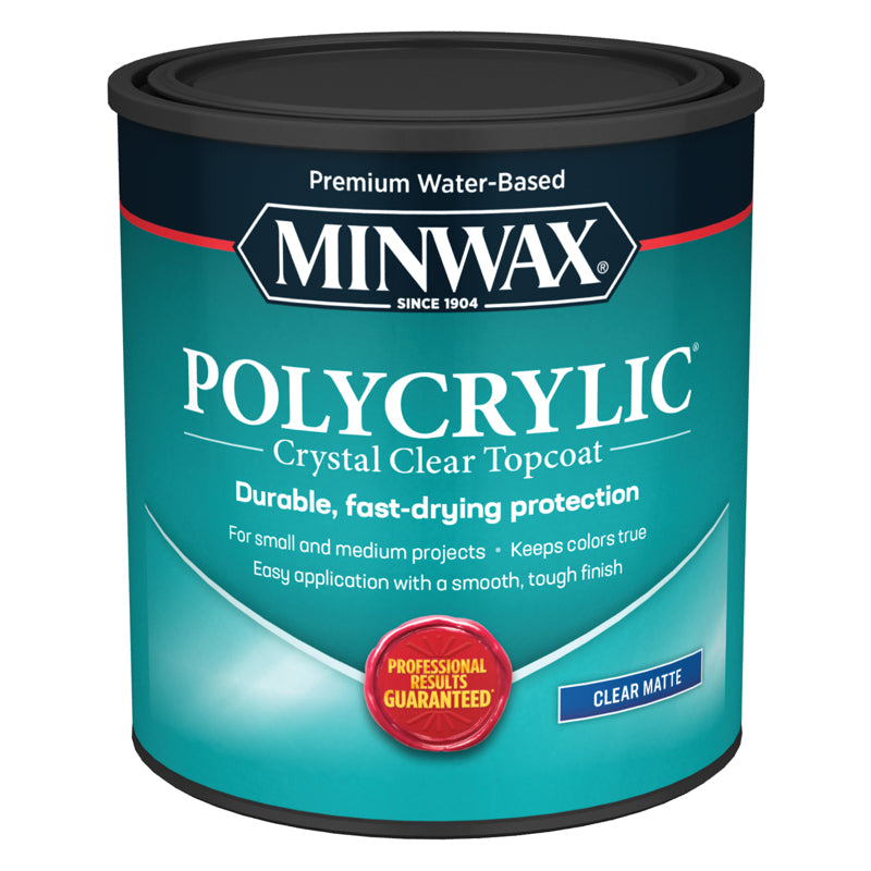 Minwax Polycrylic Matte Crystal Clear Water-Based Polyurethane 1 qt