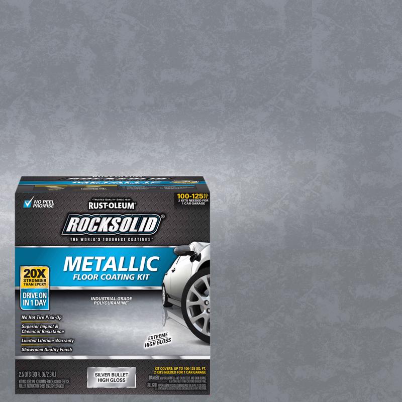 Rust-Oleum RockSolid High-Gloss Silver Bullet Garage Floor Coating Kit 70 oz