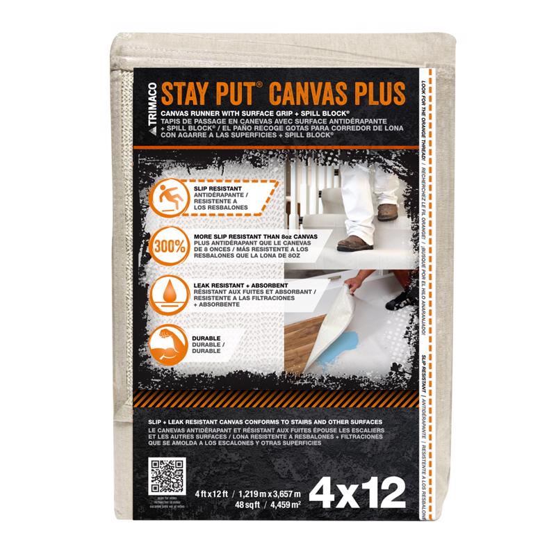 Trimaco Stay Put 4 ft. W X 12 ft. L Canvas Drop Cloth 1 pk