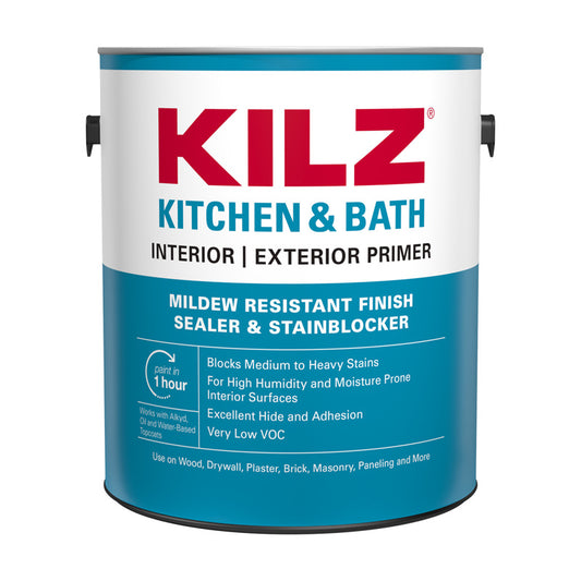 KILZ Kitchen & Bath White Flat Water-Based Mold Killing Primer 1 gal