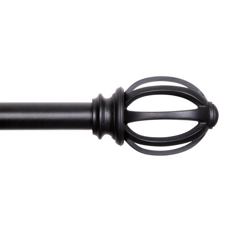 Kenney Fast Fit Matte Black Lilly Curtain Rod 66 in. L X 120 in. L