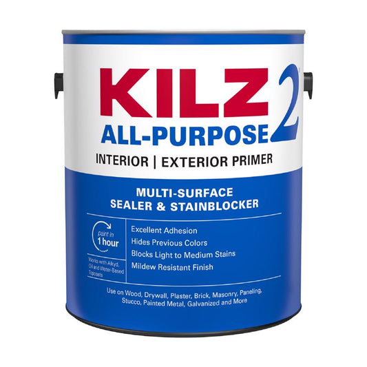 KILZ White Flat Water-Based Acrylic Stain Blocking Primer 1 gal