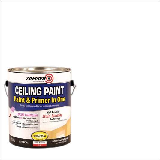 Zinsser Flat Bright White Water-Based Ceiling Paint and Primer in One Interior 1 gal