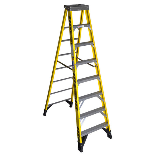 Werner 8 ft. H Fiberglass Step Ladder Type IAA 375 lb. capacity