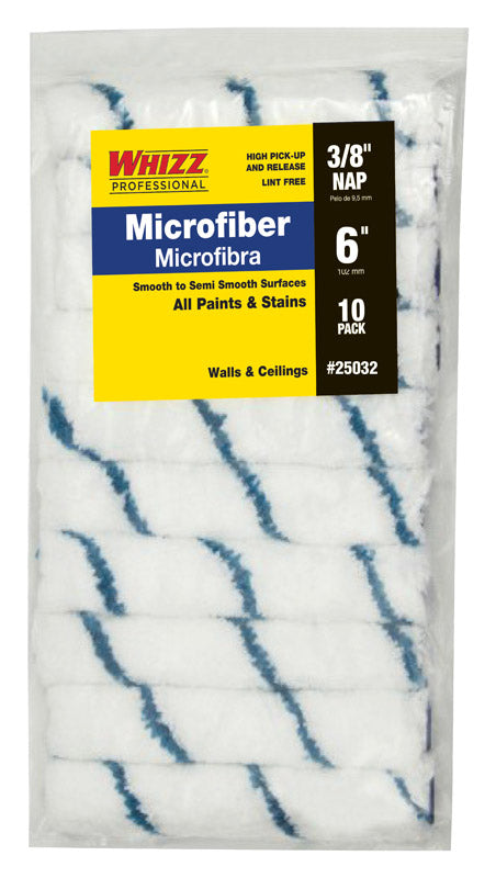 Whizz Microfiber 6 in. W X 3/8 in. Mini Paint Roller Cover 10 pk