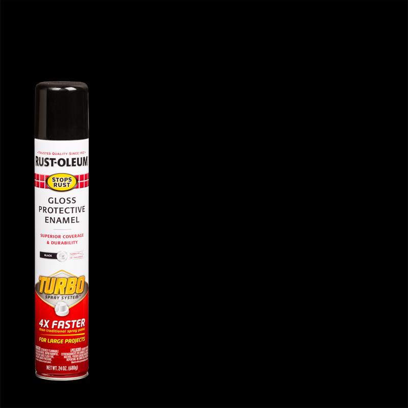 Rust-Oleum Stops Rust Turbo Spray System Gloss Black Protective Enamel Spray Paint 24 oz