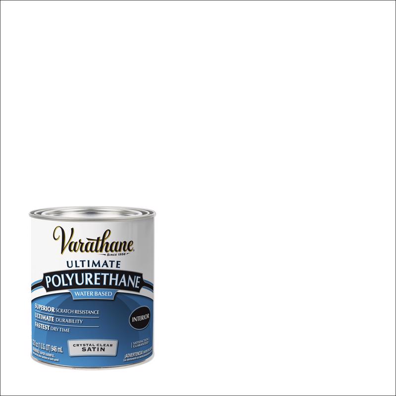 Varathane Ultimate Satin Crystal Clear Water-Based Polyurethane 1 qt